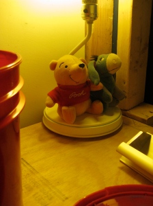 Winnie the Pooh lamp with bug light. You use what you can...